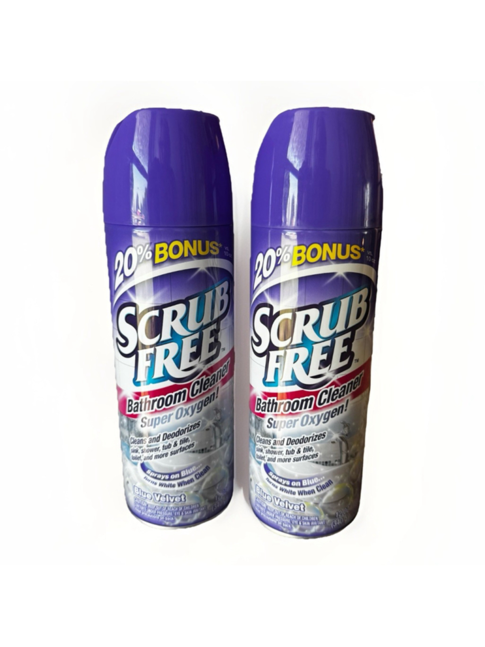 Scrub Free TURNS BLUE BATHROOM CLEANER W Super Oxygen Cleans Deodorizes 12oz X2